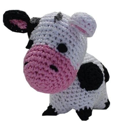 Knit Knacks Molly Moo the Cow Organic Cotton Small Dog Toy