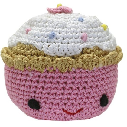 Knit Knacks Purdy the Pink Cupcake Organic Cotton Small Dog Toy