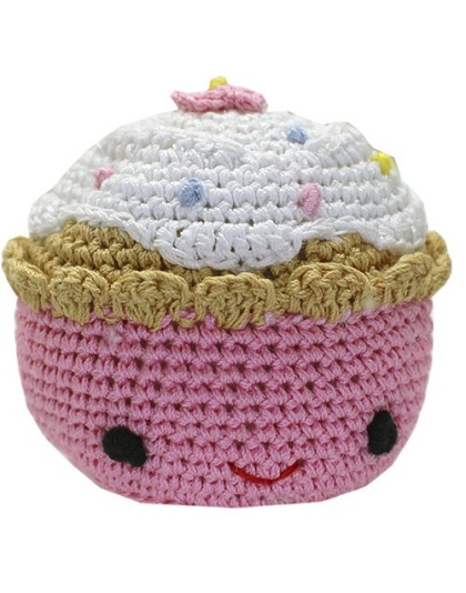 Knit Knacks Purdy the Pink Cupcake Organic Cotton Small Dog Toy