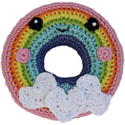 Knit Knacks Rainbow Donut Organic Cotton Small Dog Toy