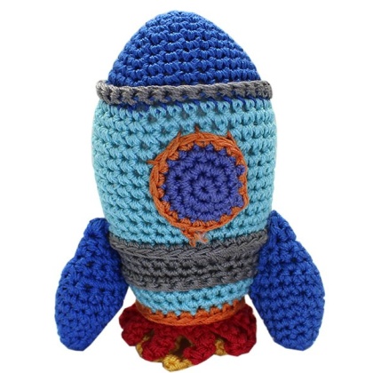 Knit Knacks Rocket Ship Organic Cotton Small Dog Toy