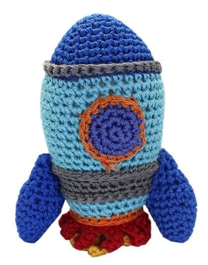 Knit Knacks Rocket Ship Organic Cotton Small Dog Toy