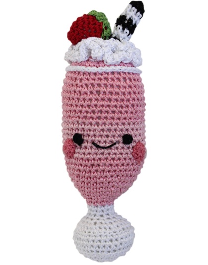 Knit Knacks Strawberry Milkshake Organic Cotton Small Dog Toy