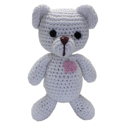Knit Knacks Teddy the White Bear Organic Cotton Small Dog Toy