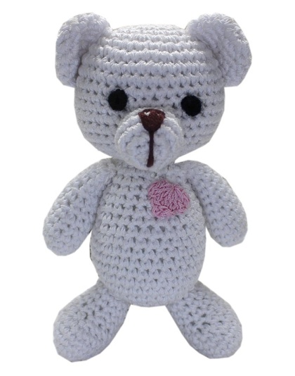 Knit Knacks Teddy the White Bear Organic Cotton Small Dog Toy