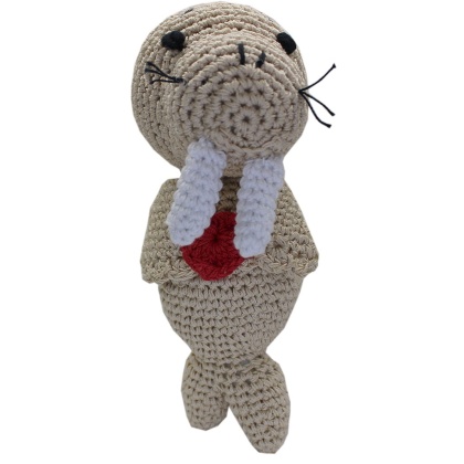 Knit Knacks Walter the Walrus Organic Cotton Small Dog Toy