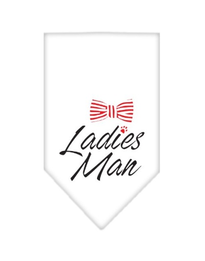 Ladies Man Screen Print Bandana White Large