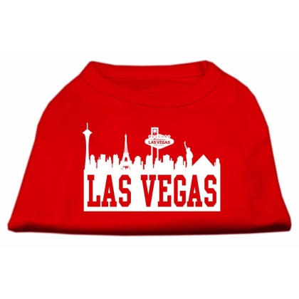 Las Vegas Skyline Screen Print Shirt Red Lg