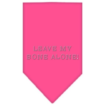 Leave My Bone Alone Rhinestone Bandana Bright Pink Large