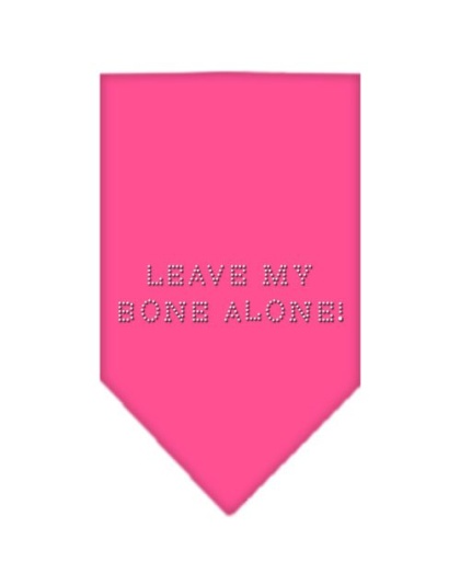 Leave My Bone Alone Rhinestone Bandana Bright Pink Large