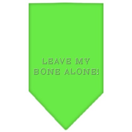 Leave My Bone Alone Rhinestone Bandana Lime Green Large