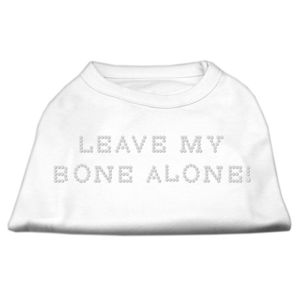 Leave My Bone Alone! Rhinestone Shirts White L