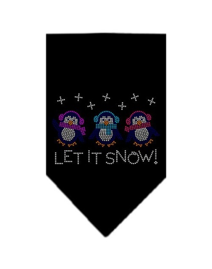 Let It Snow Penguins Rhinestone Bandana Black Large