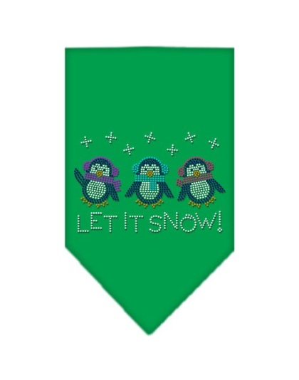 Let It Snow Penguins Rhinestone Bandana Emerald Green Large