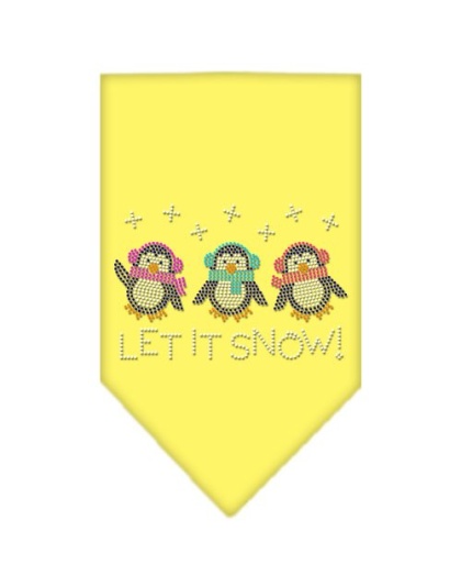 Let It Snow Penguins Rhinestone Bandana Yellow Large