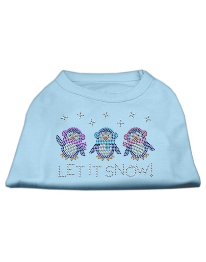 Let It Snow Penguins Rhinestone Shirt Baby Blue L