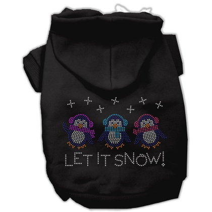 Let it Snow Penguins Rhinestone Hoodie Black L