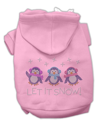 Let it Snow Penguins Rhinestone Hoodie Pink L