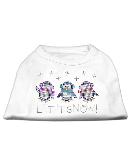 Let It Snow Penguins Rhinestone Shirt White L