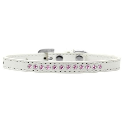 Light Pink Crystal Size 10 White Puppy Collar