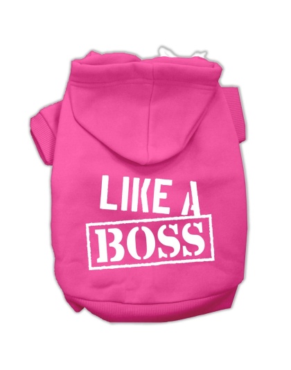 Like a Boss Screen Print Pet Hoodies Bright Pink Size Lg
