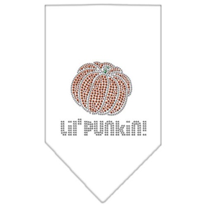 Lil Punkin Rhinestone Bandana White Large