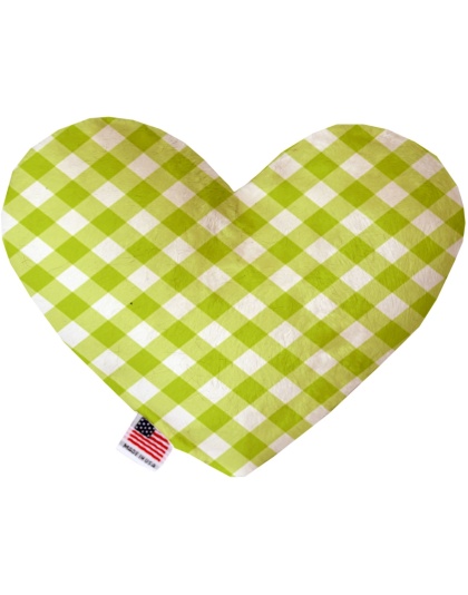 Lime Green Plaid 6 inch Canvas Heart Dog Toy