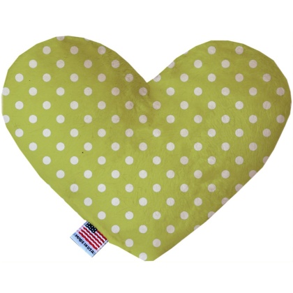 Lime Green Polka Dots 6 inch Canvas Heart Dog Toy