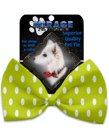 Lime Green Polka Dots Pet Bow Tie