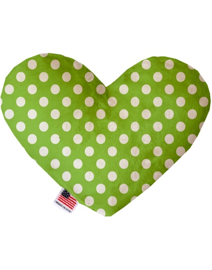 Lime Green Swiss Dots 6 Inch Canvas Heart Dog Toy