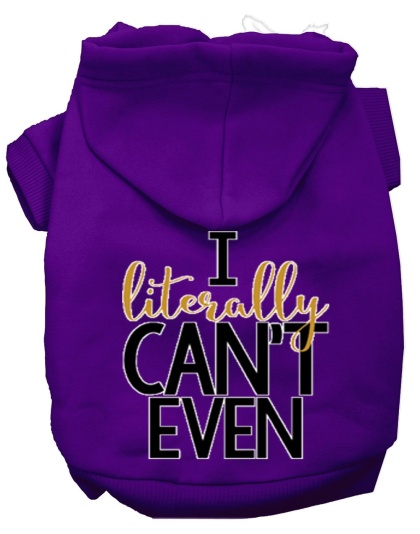 Literally Can't Even Screen Print Dog Hoodie Purple L