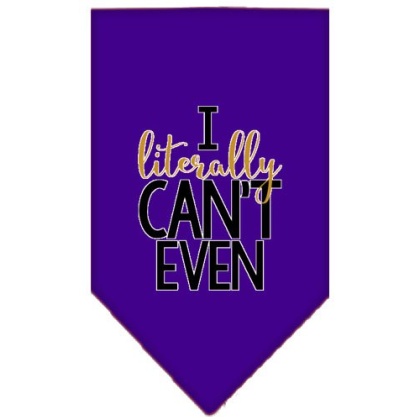 Literally Can't Even Screen Print Pet Bandana Purple Large