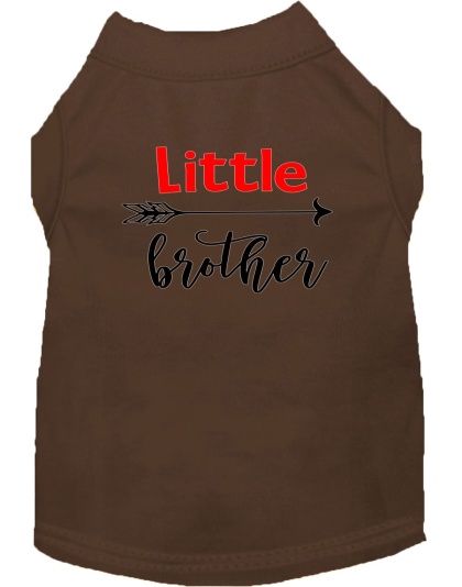 Little Brother Screen Print Dog Shirt Brown Lg