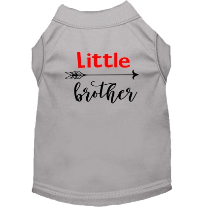 Little Brother Screen Print Dog Shirt Grey Lg