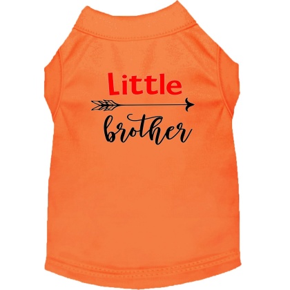 Little Brother Screen Print Dog Shirt Orange Lg