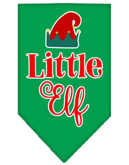 Little Elf Screen Print Bandana Emerald Green Large