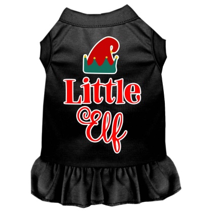 Little Elf Screen Print Dog Dress Black 4X