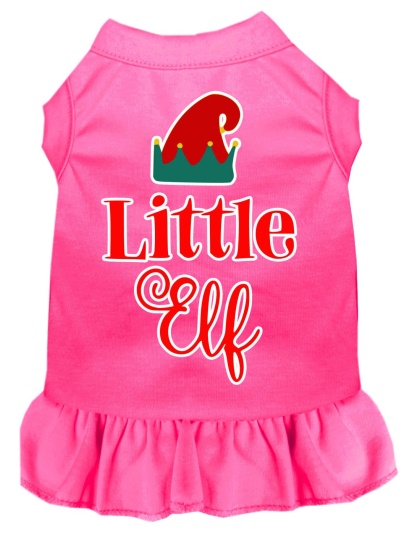 Little Elf Screen Print Dog Dress Bright Pink 4X