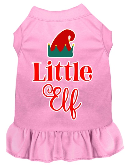 Little Elf Screen Print Dog Dress Light Pink 4X