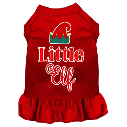 Little Elf Screen Print Dog Dress Red 4X