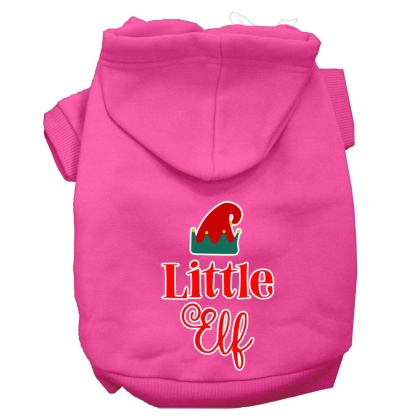 Little Elf Screen Print Dog Hoodie Bright Pink L