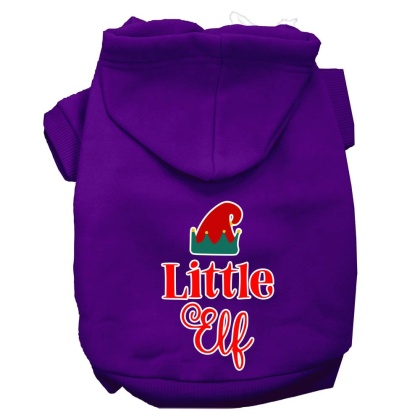 Little Elf Screen Print Dog Hoodie Purple L