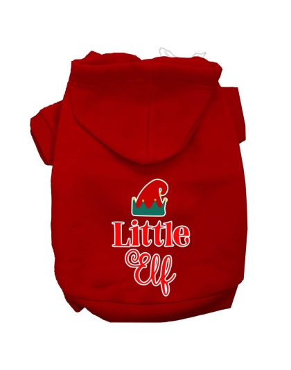 Little Elf Screen Print Dog Hoodie Red L