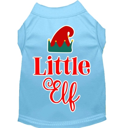 Little Elf Screen Print Dog Shirt Baby Blue Lg