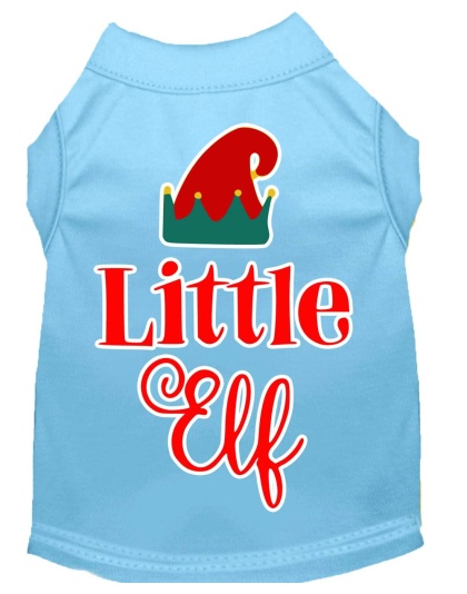 Little Elf Screen Print Dog Shirt Baby Blue Lg