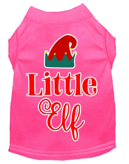 Little Elf Screen Print Dog Shirt Bright Pink Lg