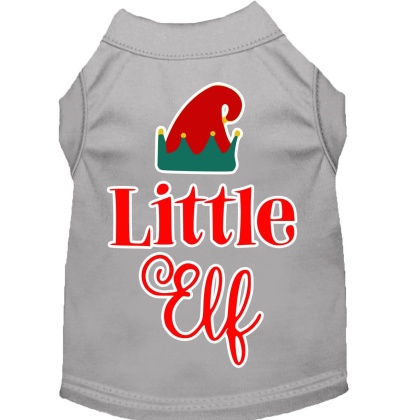 Little Elf Screen Print Dog Shirt Grey Lg