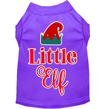 Little Elf Screen Print Dog Shirt Purple Lg