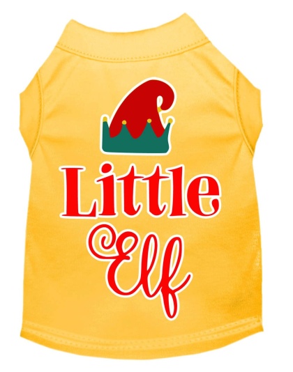 Little Elf Screen Print Dog Shirt Yellow Lg