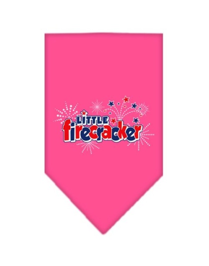 Little Firecracker Screen Print Bandana Bright Pink Large